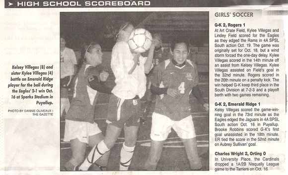 Kylee and Keylsy Soccer - Newspaper Article